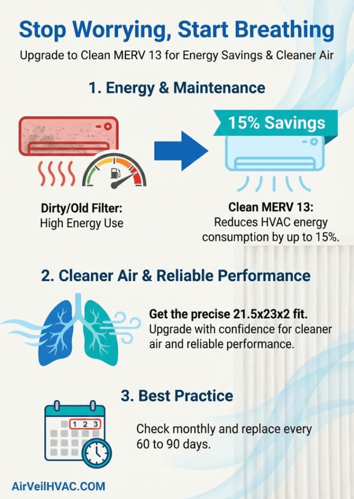 Will a MERV 13 21.5x23x2 Filter Reduce Airflow in My Furnace? 2 Infographic for Will a MERV 13 21.5x23x2 Filter Reduce Airflow in My Furnace?